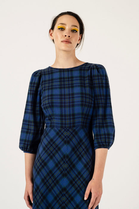 Robin Dress - Cobalt Tartan Flannel