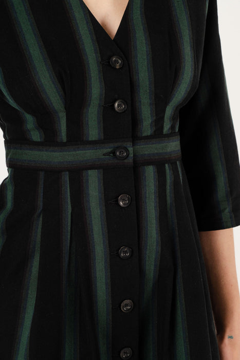 Collette Dress - Emerald Stripe