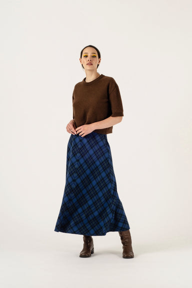 Lydia Skirt - Cobalt Tartan