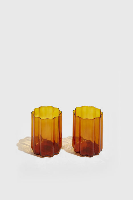 Wave Glasses Set of Two - Amber