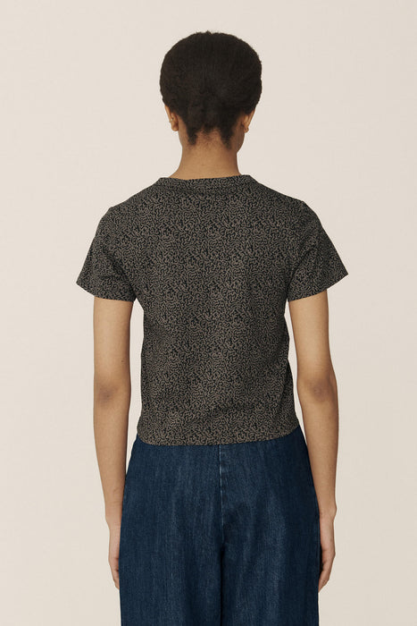 Molly Coral Print Slub Jersey T-Shirt - Grey