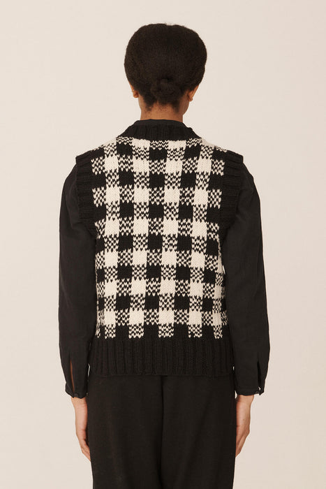 Hedi Gingham Vest - Black / Stone