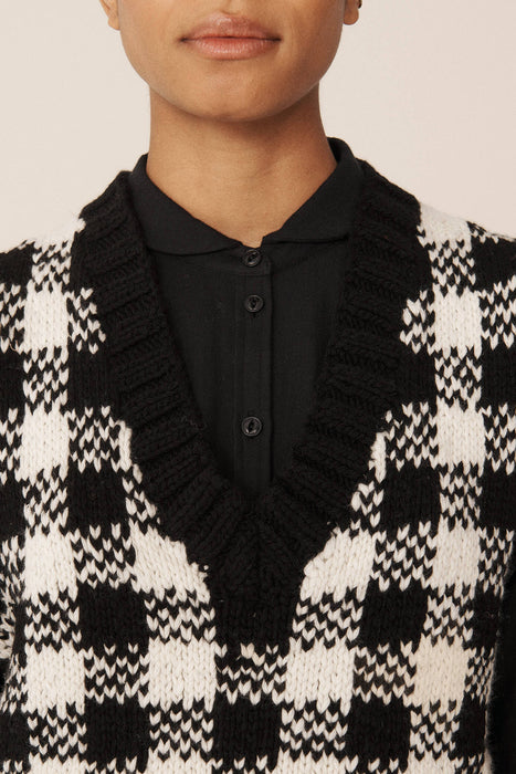 Hedi Gingham Vest - Black / Stone