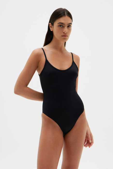 Scoop Neck One Piece - Black