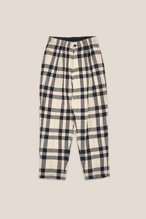 Sylvian Crinkle Check Trouser - Black / Stone