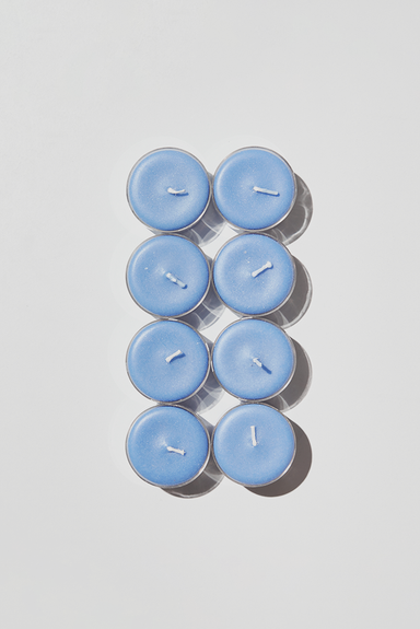 Eight x Tea Light Candles - Blue
