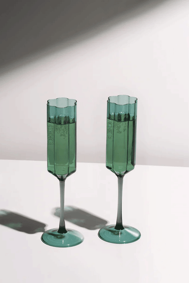 Wave Flute Set of Two  Teal