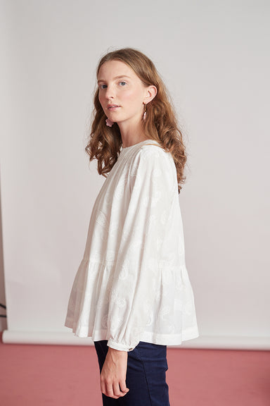 Rococo Blouse - White Paisley