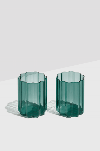 Wave Glasses Set of Two - Teal