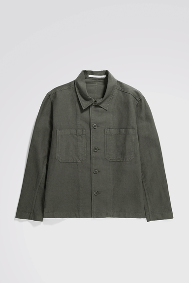 Tyge Cotton Linen Overshirt - Spruce Green