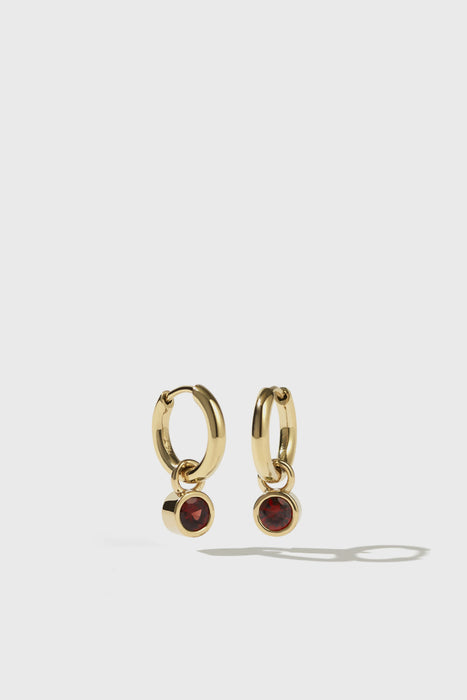 Cosmo Charm Hoop Earrings - Gold Plated / Garnet