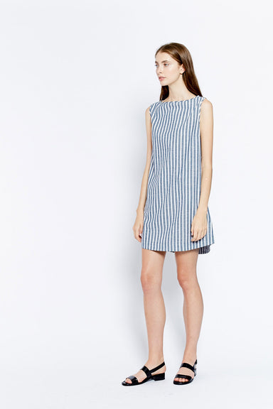 Claire Shift Dress - Navy/White Stripe