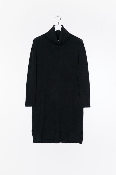 Tube Neck Knit Dress - Black