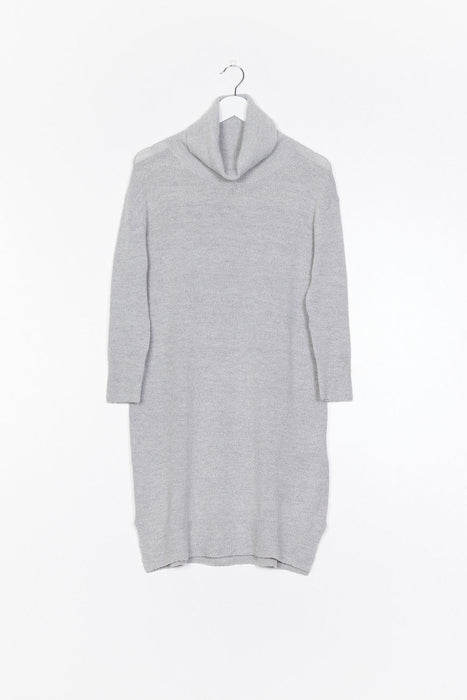 Tube Neck Knit Dress - Grey Marle