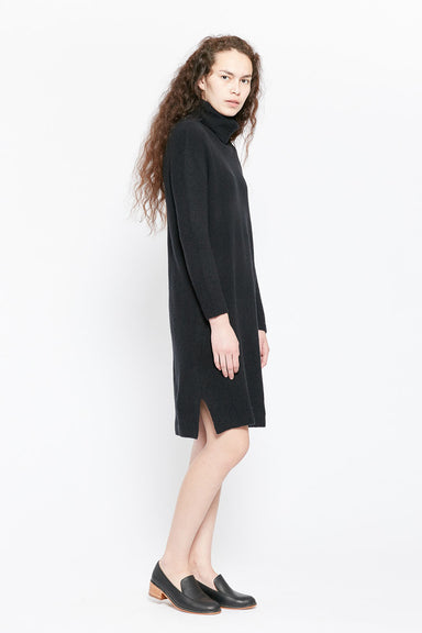 Tube Neck Knit Dress - Black