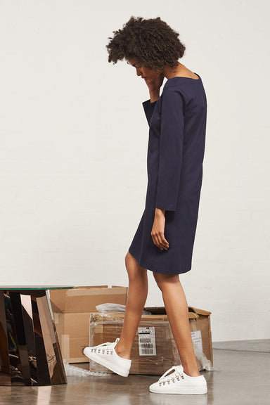 Building Block Boat Neck Dress - Navy