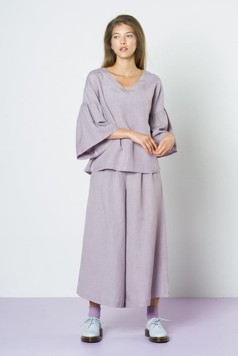 Waterfalls Linen Top - Mauve