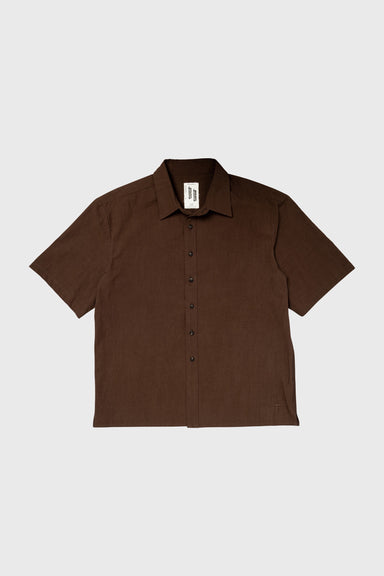 SS Oversized Business Shirt - Brown