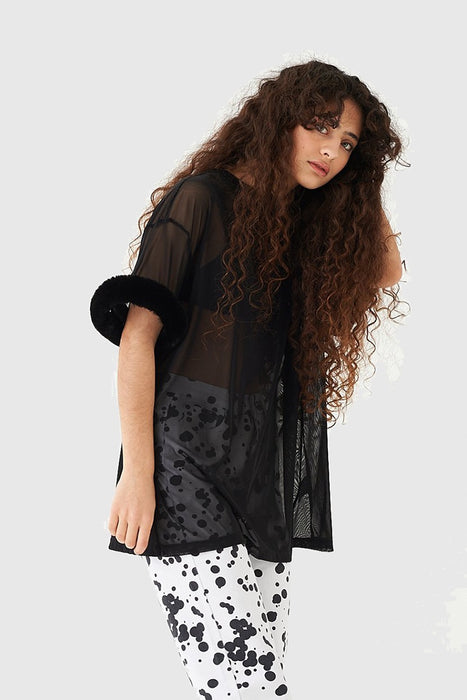 Fluffy Sheer Tee - Black