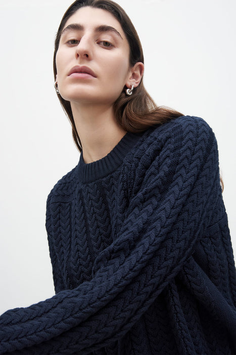 Cable Sweater - Indigo
