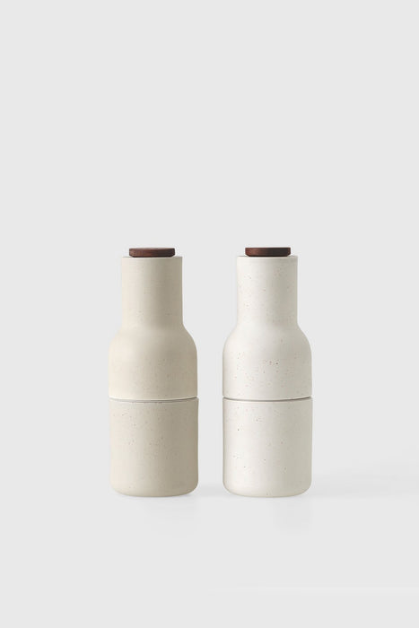 Ceramic Bottle Grinder 2-Pack Walnut Lid - Sand