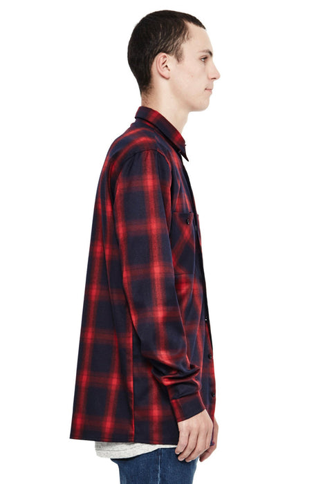 Check Flannel Overshirt - Red/Blue