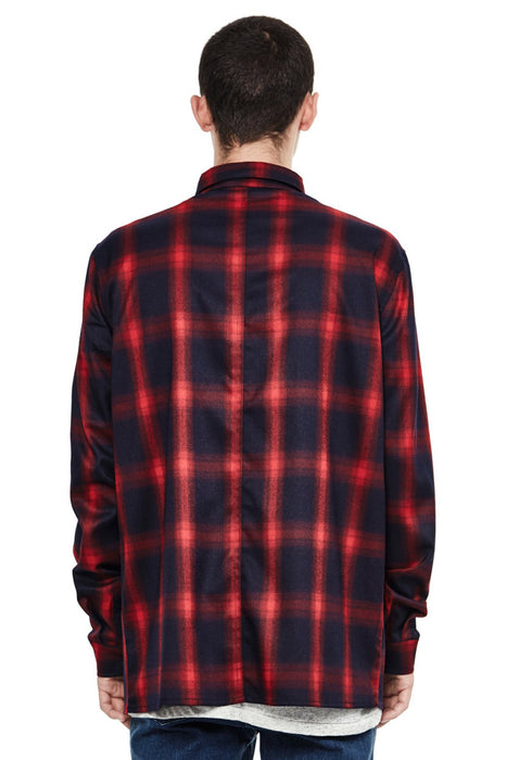 Check Flannel Overshirt - Red/Blue