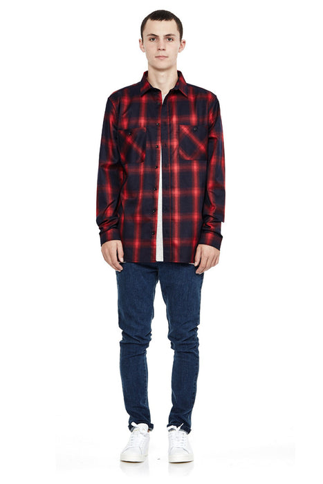 Check Flannel Overshirt - Red/Blue