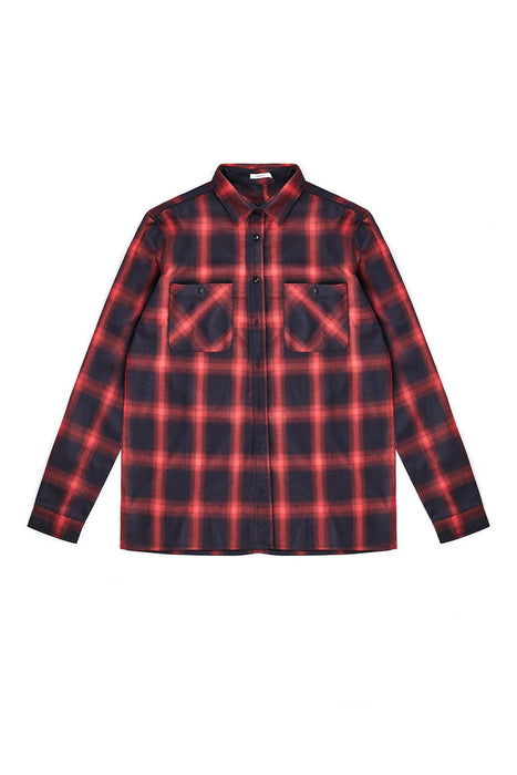 Check Flannel Overshirt - Red/Blue