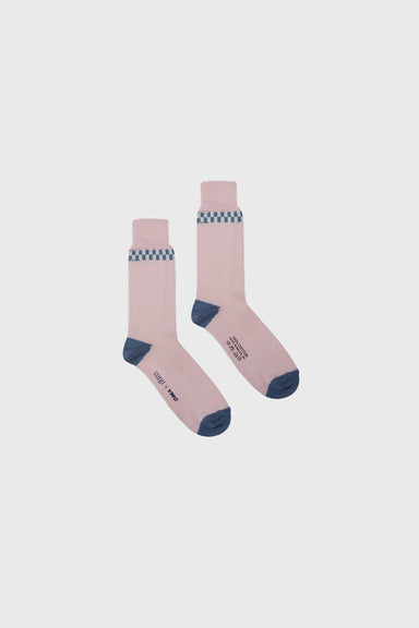 Checkerboard Knit Socks - Pink