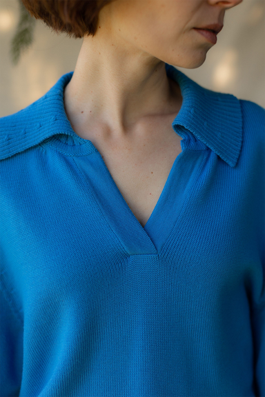 Collared Sweater - Azure