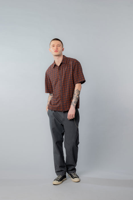 SS Beach Shirt - Brown / Grey Check
