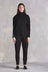 Building Block Rib Roll Neck Top - Black