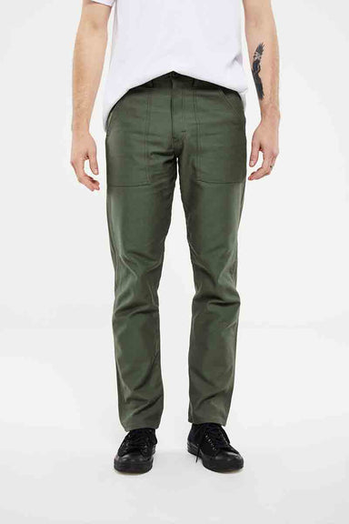 Slim Fit Four Pocket Fatigue - Olive Sateen