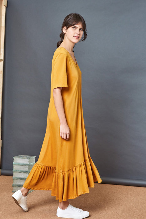 Building Block Gather Hem Dress - Amber