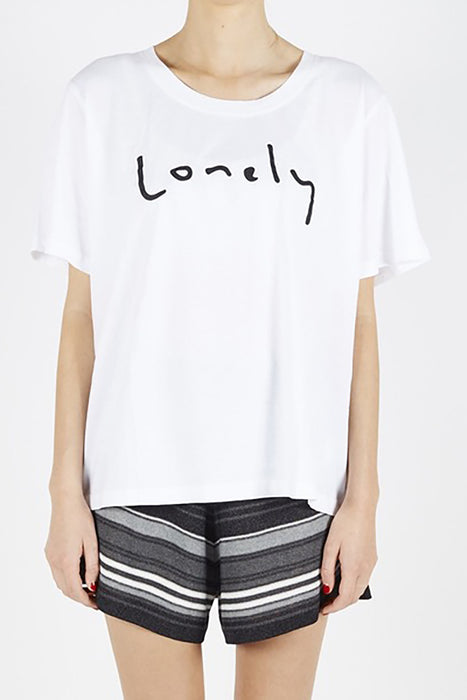 Boyfriend Tee - White Lonely