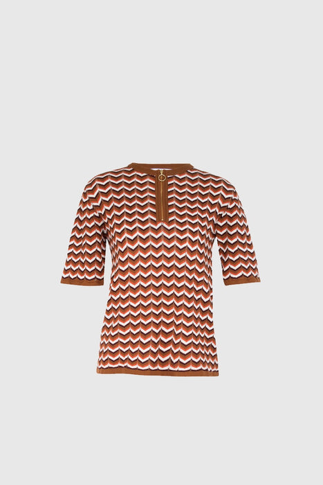 Zipper Tee - Orange Zig Zag