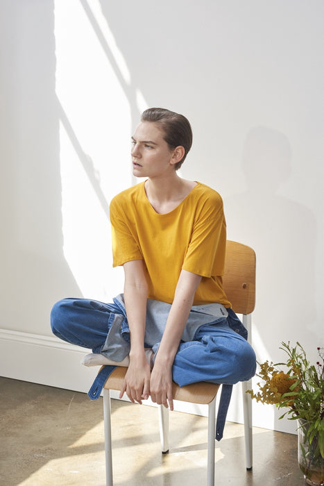 Building Block Crew Neck Tee - Marigold