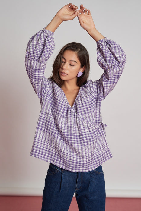 Brookline Blouse - Purple Check