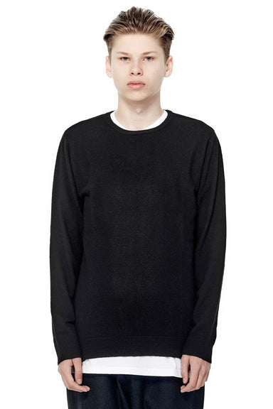 Split Hem Merino Crew - Black