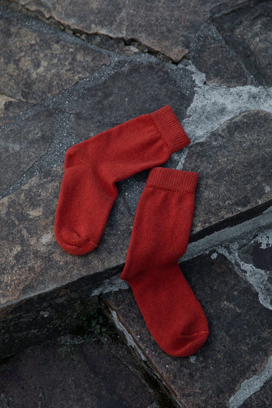 Plain Possum Socks - Crimson