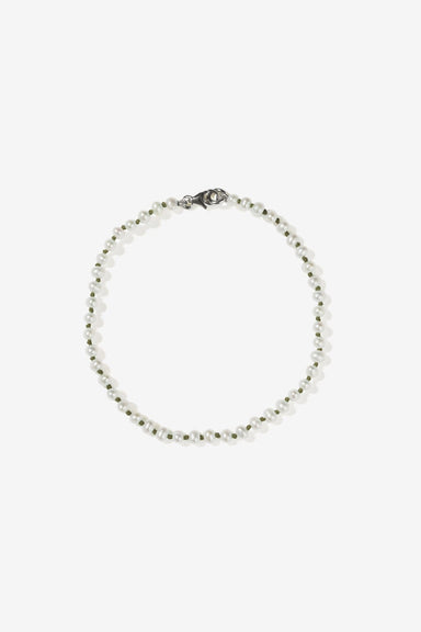 Knotted Micro Pearl Bracelet - Sterling Silver / Olive