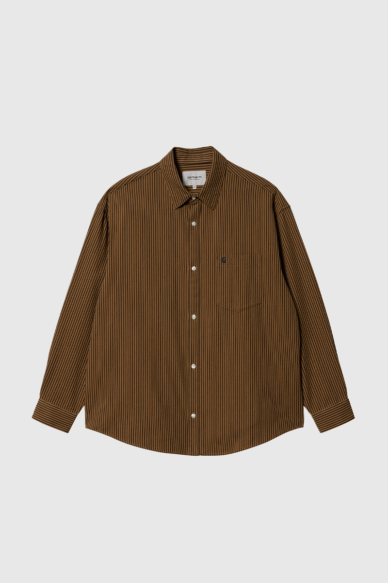 L/S Kyle Shirt - Drake Stripe / Hamilton Brown / Black — Infinite 