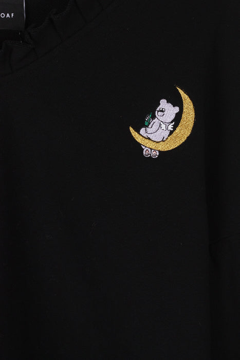 Chillin On The Moon Cropped Sweat - Black