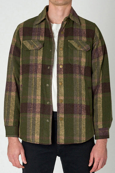 Men At Work Check Shacket - Green / Olive