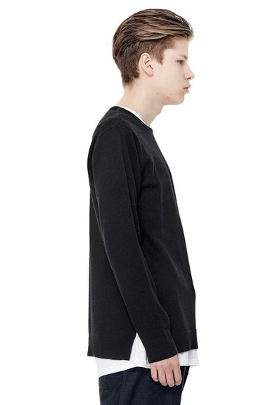 Split Hem Merino Crew - Black