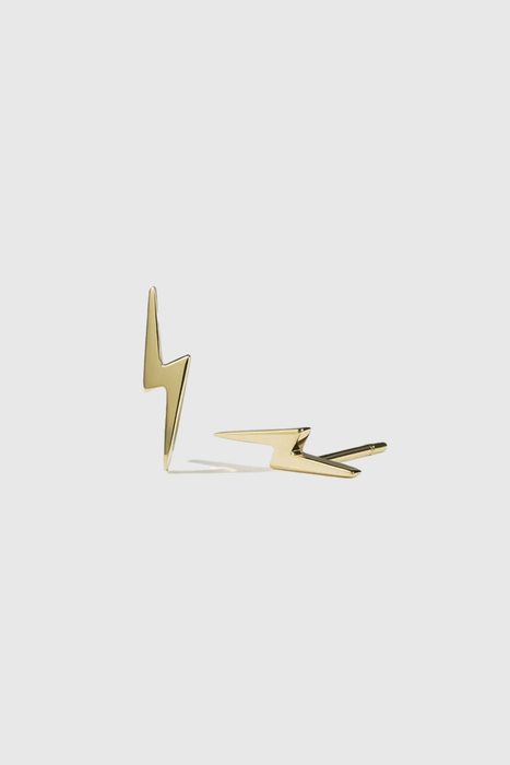 Nell Lightning Bolt Stud Earrings - Gold Plated