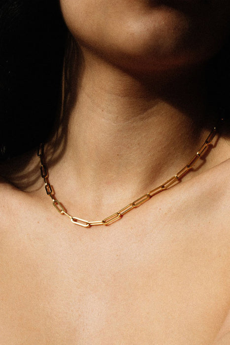 Paperclip Heavy Necklace - Gold Plated