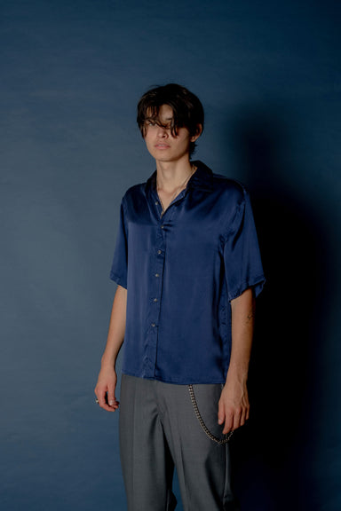 SS Silk Shirt - Deep Blue