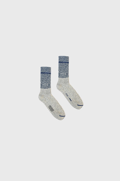 Corgi x YMC Block Slub Stripe Sock - Blue / Grey